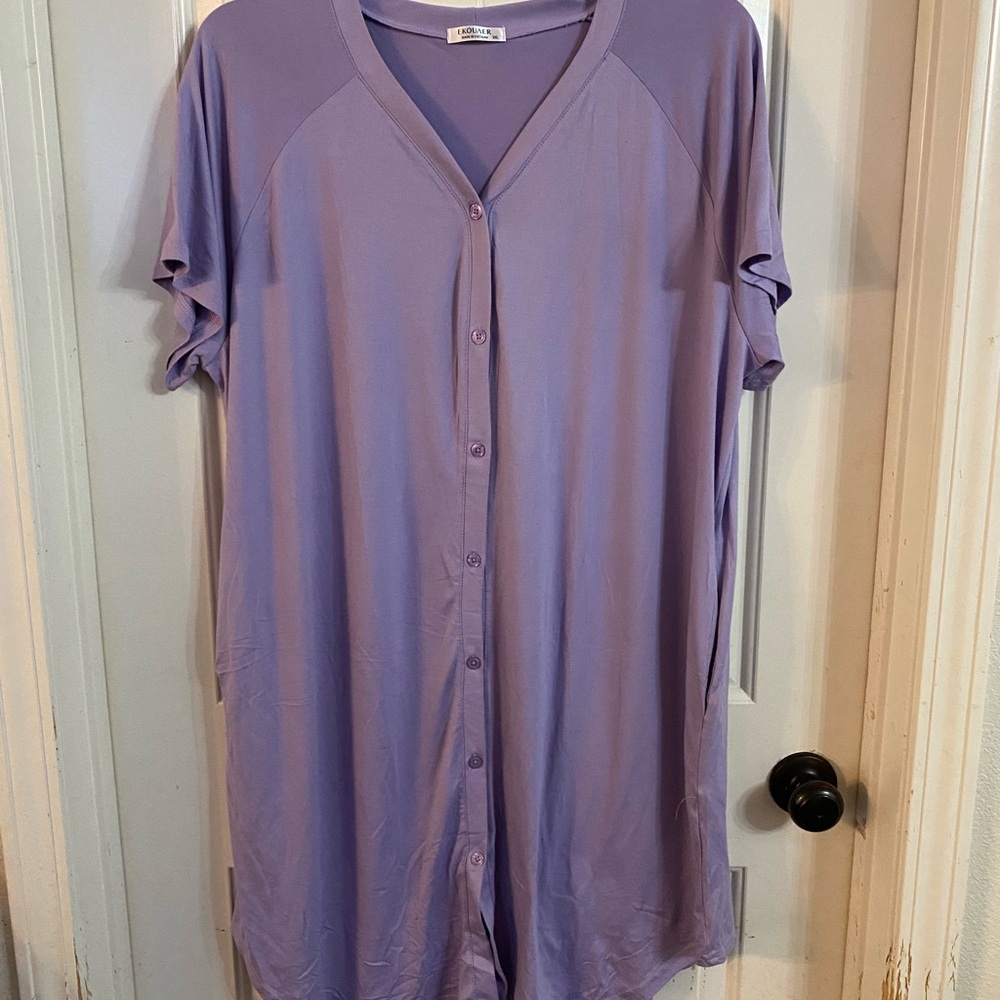 Lavender Button-Up Dress